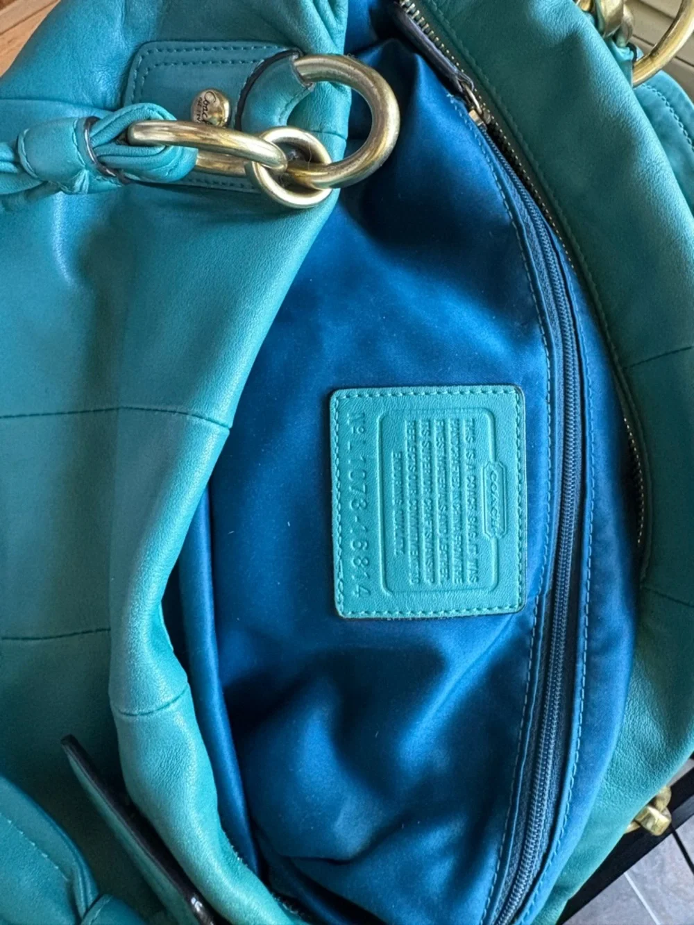 Coach Leather Purse Kristin #L1073-16814 Teal Color Bag Good Condition EUC - Picture 16 of 16